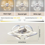 
LuxiLamps - Curly Fan Ceiling Lamp - Ceiling Fan 50 cm - White - Smart Lamp - With Dimmer - 6 Speed Fan - Kitchen Lamp - Living Room Lamp - Modern Lamp - Bedroom Lamp