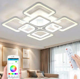 
LuxiLamps - LED Bluetooth 4x4 Head Ceiling Lamp - Smart Lamp - 60 cm - White - Remote Control and APP - Living Room Lamp - Ceiling Lamp