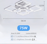
LuxiLamps - LED Bluetooth 4x4 Head Ceiling Lamp - Smart Lamp - 60 cm - White - Remote Control and APP - Living Room Lamp - Ceiling Lamp