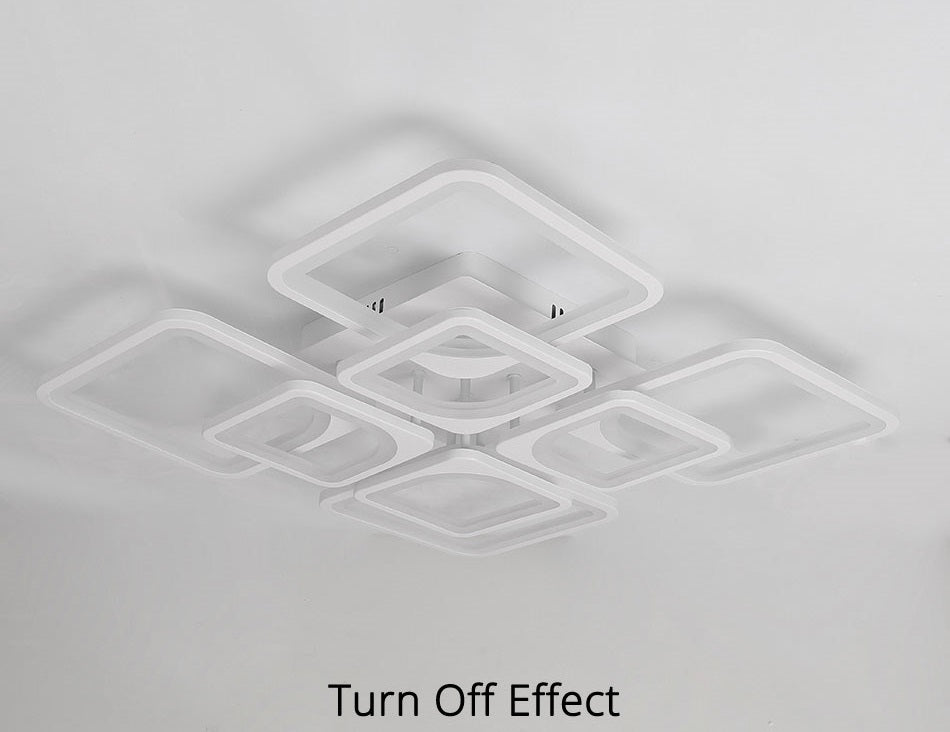LuxiLamps - LED Bluetooth 4x4 Head Ceiling Lamp - Smart Lamp - 60 cm - White - Remote Control and APP - Living Room Lamp - Ceiling Lamp