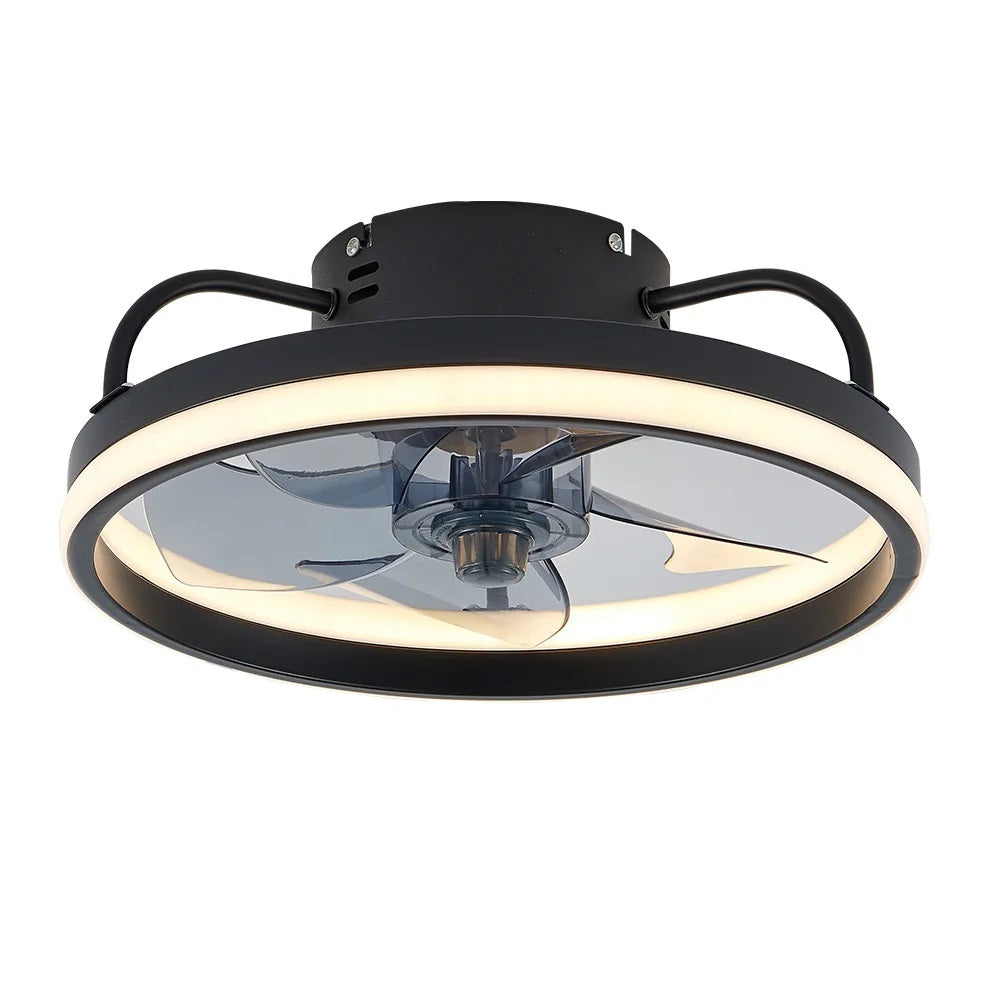 LuxiLamps - LED Ventilator Plafondlamp - APP - Plafondventilator - Zwart - Met Dimmer - 33 cm - 6 Standen Ventilator - Keuken Lamp - Woonkamerlamp - Moderne Lamp