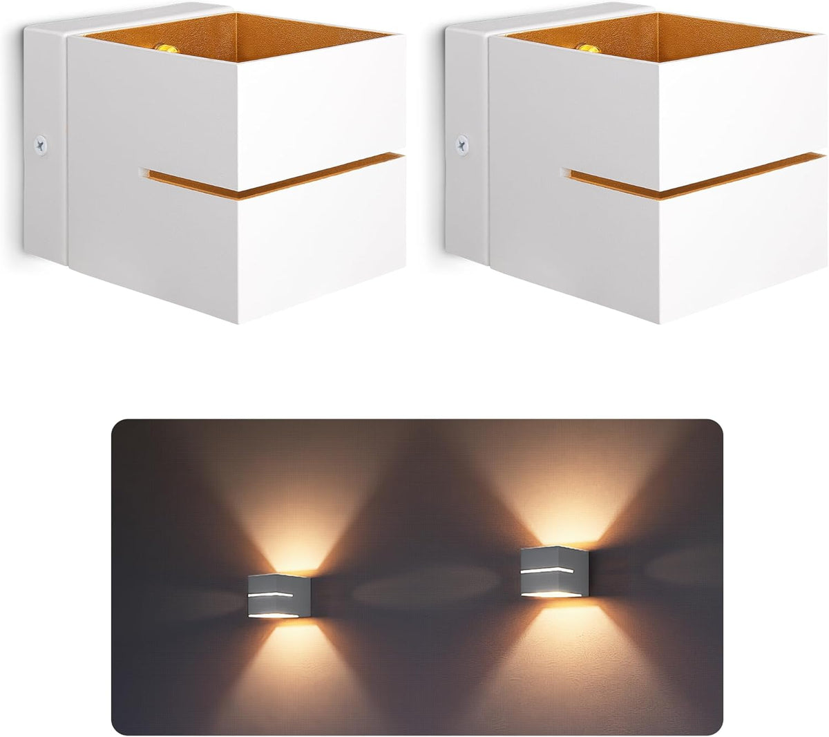 LuxiLamps - LED Wall Lamp - Modern Wall Lighting - With Light Slot - Gold/White - Hallway Lamp - G9 - Stairwell - 16 cm