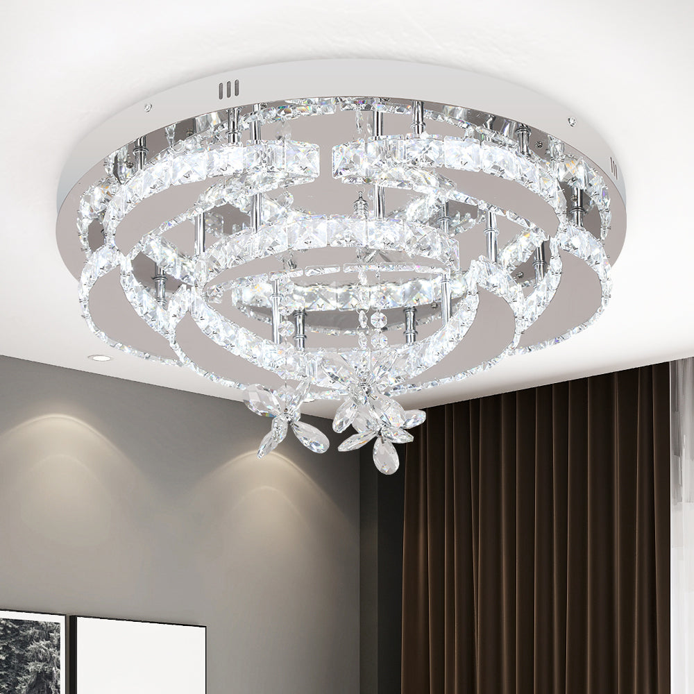 LuxiLamps - Maan Crystal LED Lamp - Met Afstandsbediening - Moderne Lamp - Kristal Kroonluchter - Woonkamer Lamp - Plafonniere