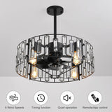
LuxiLamps - Modern Crystal Cage Fan - Ceiling Fan - 6 Speeds - Black - 50 cm - With Remote Control - Chandelier Fan - Living Room Lamp