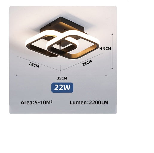 LuxiLamps - Modern Ceiling Lamp - Square LED - Chandelier - Aisle Lamp - Lighting - 29 cm - Black - Ceiling Light - 20W