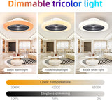 
LuxiLamps - Modern RGB Ceiling Fan - Smart Lamp - 8 Colors - Dimmable With Remote Control & APP - 50 cm - Black - Living Room Lamp