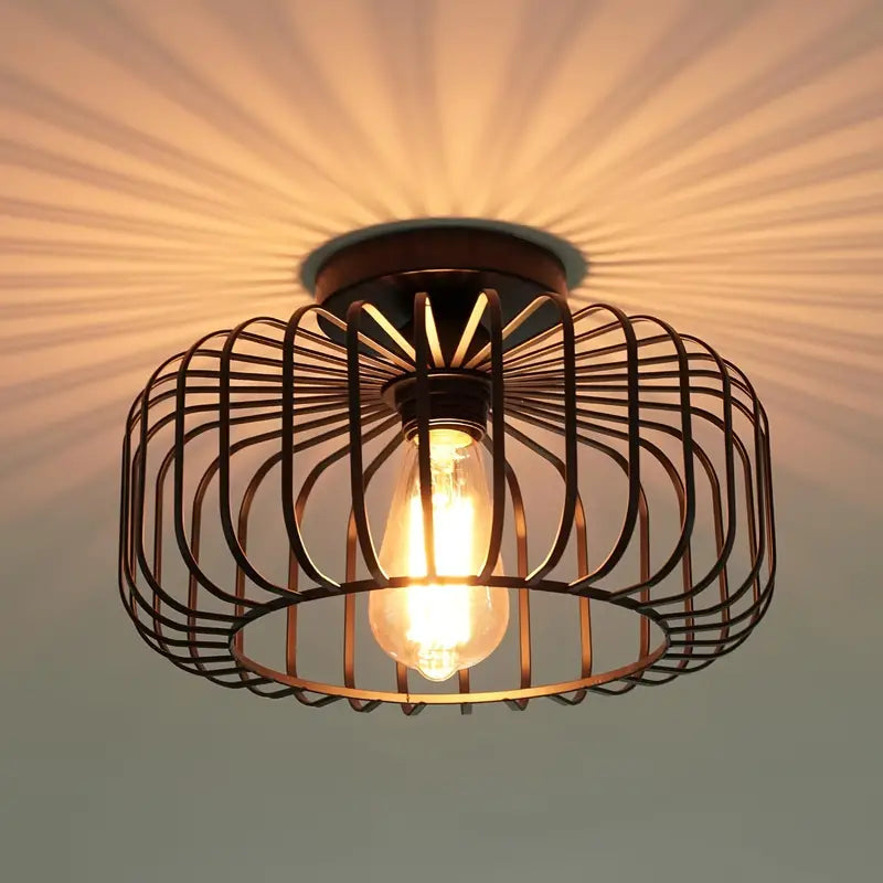 LuxiLamps - Ceiling Lamp Black - Cage Design - 30 cm - E27 - Chandelier - Living Room Lamp