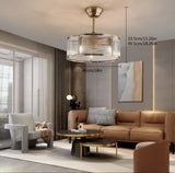 
LuxiLamps - Ceiling Fan - Gold - 6 Speeds - 45 cm - Dimmable With Remote Control - Chandelier Fan - Living Room Lamp