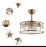 
LuxiLamps - Ceiling Fan - Gold - 6 Speeds - 45 cm - Dimmable With Remote Control - Chandelier Fan - Living Room Lamp