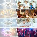 
LuxiLamps - RGB Flower Fan - Dimmable With Remote Control And App - 6 Settings - Ceiling Fan - White - 65 cm - Living Room Lamp - Modern Lamp - 97W
