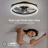 
LuxiLamps - RGB Fan Ceiling Lamp - Ceiling Fan - Black - Dimmable - 50 cm - 6 Speed Fan - Kitchen Lamp - Living Room Lamp - Modern Lamp