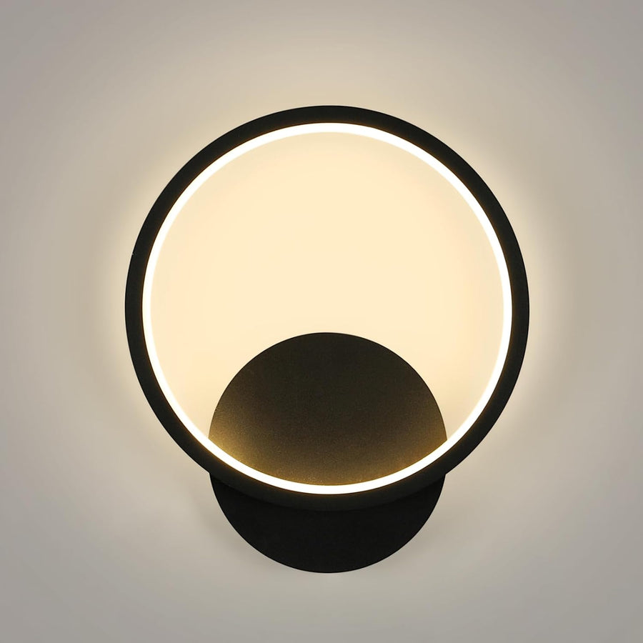 Ring LED-Wandlamp - Zwart - Warmwit Licht - Niet Dimbaar - Moderne Wanddecoratie
