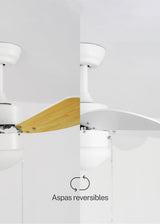 
LuxiLamps - Silent 6 Blade Ceiling Fan - 3 Speeds - Chain Switch - Reversible Blade - 80 cm - White - Living Room Lamp - Kitchen - Bedroom - Modern Fan Lamp