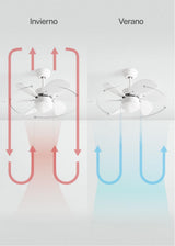 
LuxiLamps - Silent 6 Blade Ceiling Fan - 3 Speeds - Chain Switch - Reversible Blade - 80 cm - White - Living Room Lamp - Kitchen - Bedroom - Modern Fan Lamp