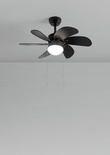 
LuxiLamps - Quiet 6-Blade Ceiling Fan - 6 Speeds - Pull Chain - 80 cm - Black - Living Room Light - Kitchen - Bedroom - Modern Fan Light
