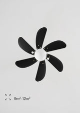
LuxiLamps - Quiet 6-Blade Ceiling Fan - 6 Speeds - Pull Chain - 80 cm - Black - Living Room Light - Kitchen - Bedroom - Modern Fan Light