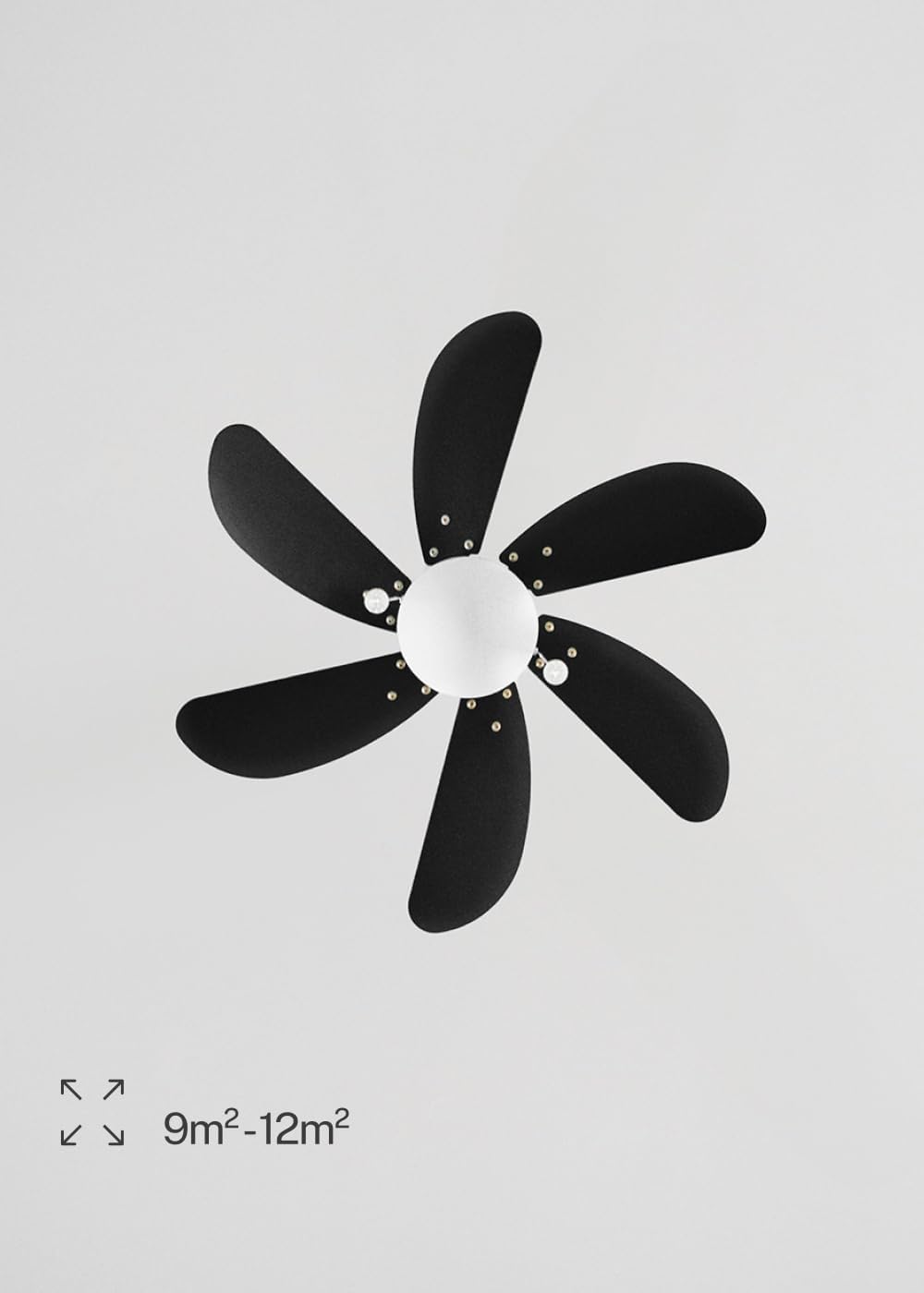 LuxiLamps - Quiet 6-Blade Ceiling Fan - 6 Speeds - Pull Chain - 80 cm - Black - Living Room Light - Kitchen - Bedroom - Modern Fan Light