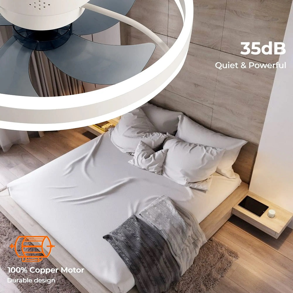 LuxiLamps - Ventilator Lamp - Smart Lamp - 6 Standen - Dimbaar - Wit - Kroonluchter Ventilator - Chandelier Fan - Woonkamer Lamp - Ventilator Lampen