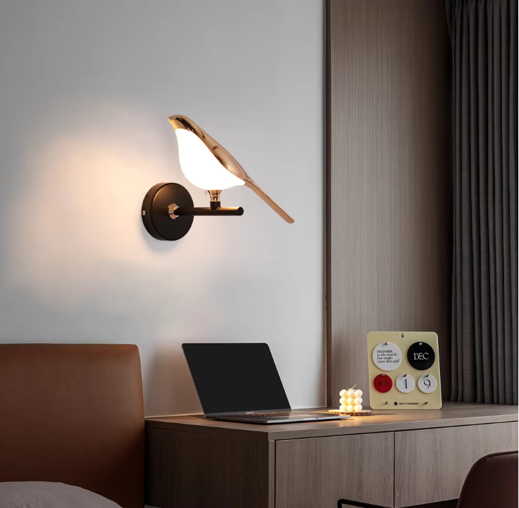 LuxiLamps - Wandlamp Vogel - Muurlamp - Moderne Wandlamp - 24 cm - Draaibaar - Sfeerverlichting - Decor Muurverlichting