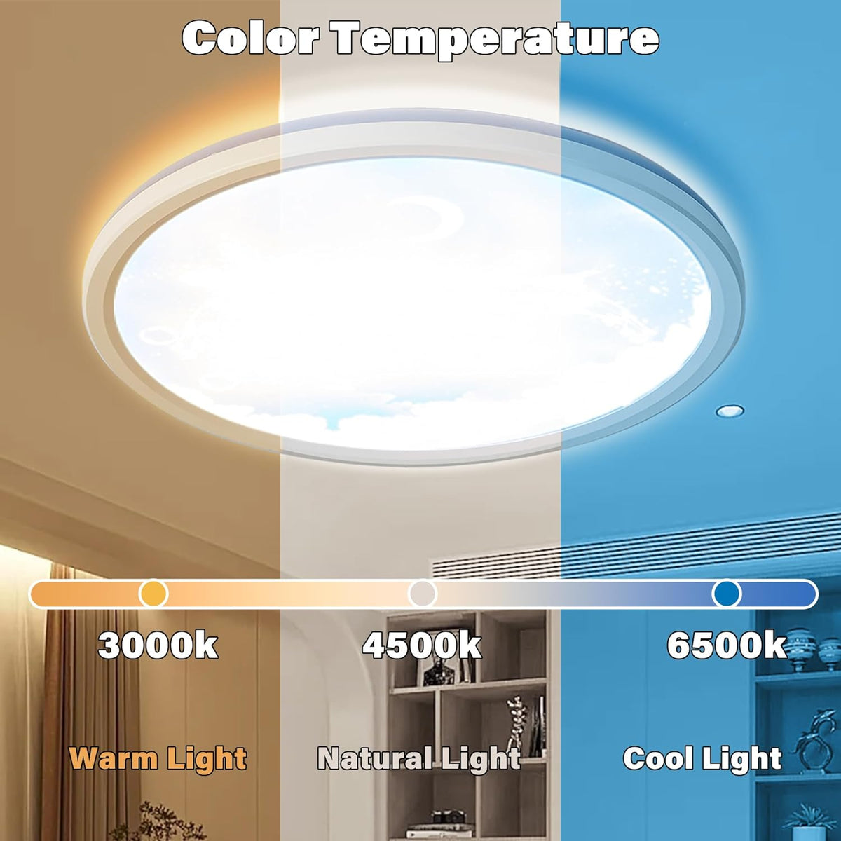 Moon LED Ceiling Light - Length 29.5 cm - 3 Light Colours - Dimmable With Remote Control - Timer - Kids Room And Bedroom - Ceiling Fixture