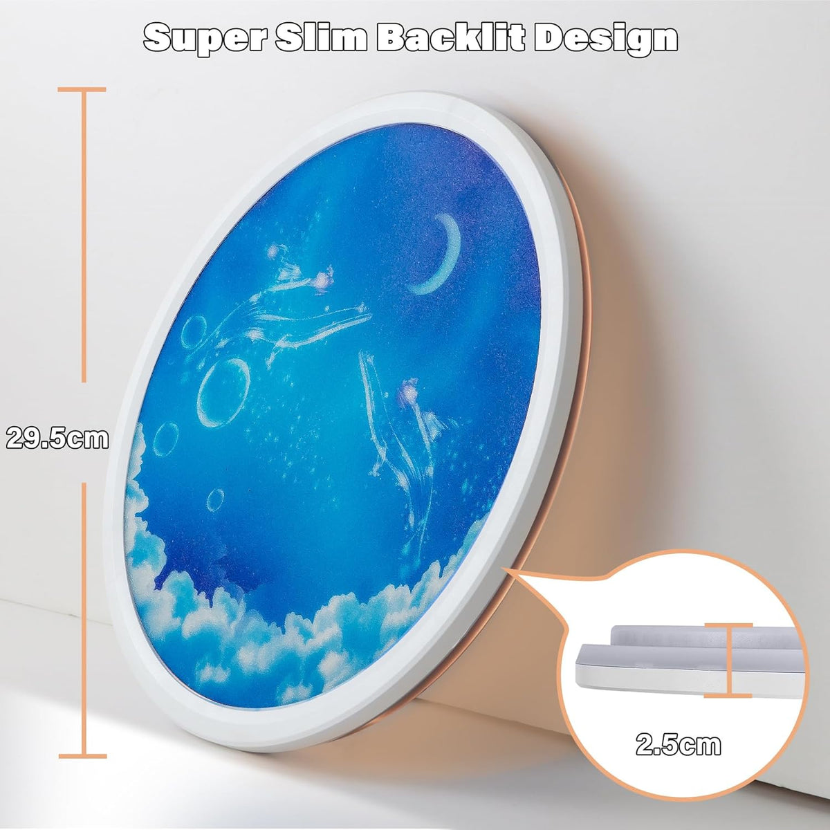 Moon LED Ceiling Light - Length 29.5 cm - 3 Light Colours - Dimmable With Remote Control - Timer - Kids Room And Bedroom - Ceiling Fixture