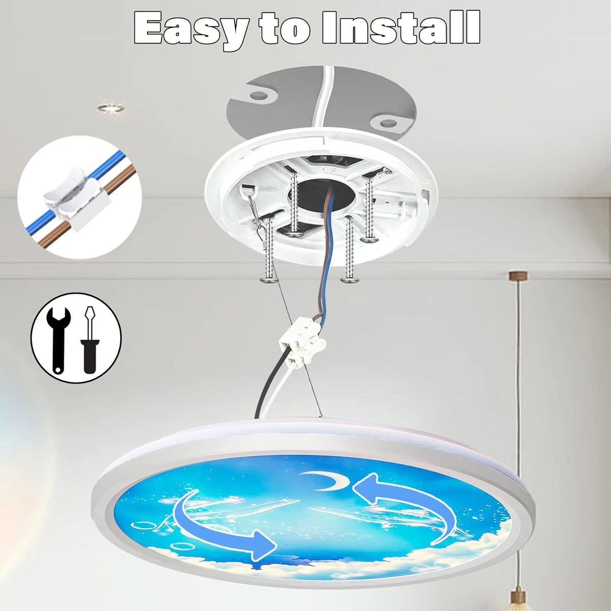 Moon LED Ceiling Light - Length 29.5 cm - 3 Light Colours - Dimmable With Remote Control - Timer - Kids Room And Bedroom - Ceiling Fixture