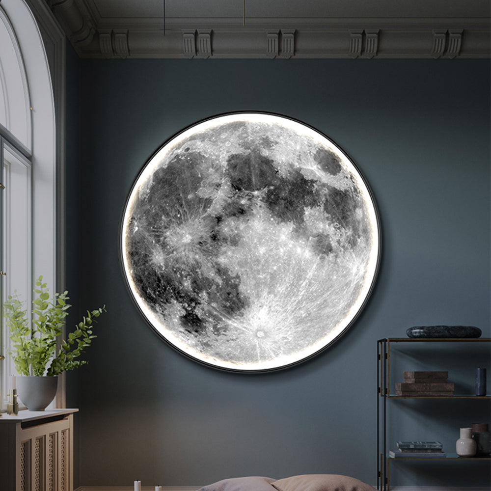 Maan Wandlamp - Ø 60 cm - Dimbaar Met Afstandsbediening - Slaapkamerlamp - Woonkamerlamp - Moderne lamp - Led Lamp - Led Plafond Lamp