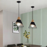 
Modern Elegant Pendant Lamp - Wooden Accent - Black - 25 cm - Dining Room Lamp - Chandelier - Black - Living Room Lamp