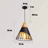 
Modern Elegant Pendant Lamp - Wooden Accent - Black - 25 cm - Dining Room Lamp - Chandelier - Black - Living Room Lamp