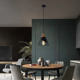 
Modern Elegant Pendant Lamp - Wooden Accent - Black - 25 cm - Dining Room Lamp - Chandelier - Black - Living Room Lamp