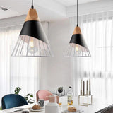 
Modern Elegant Pendant Lamp - Wooden Accent - Black - 25 cm - Dining Room Lamp - Chandelier - Black - Living Room Lamp
