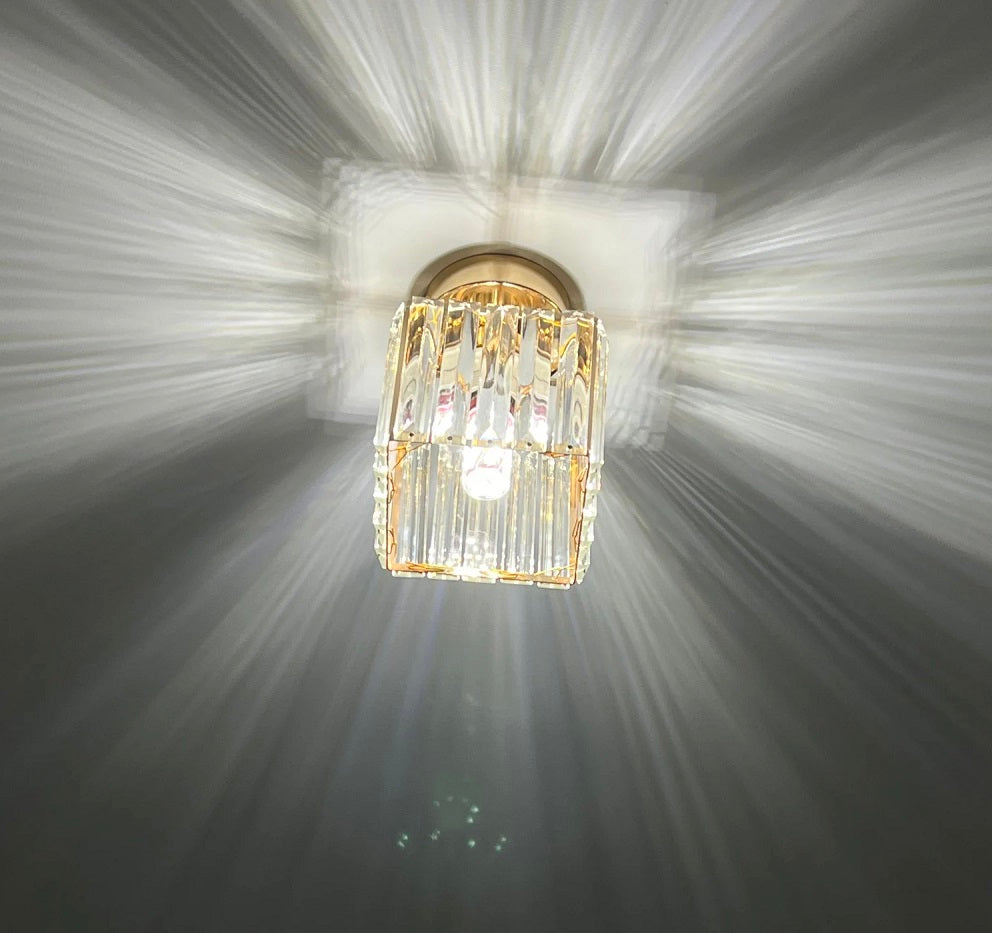 Modern Crystal Ceiling Light - Gold - LED Square Crystal Chandelier - Aisle Lamp
