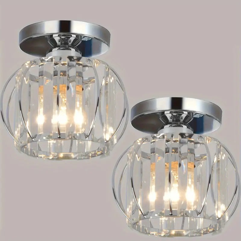 Modern Crystal Ceiling Light - Round LED Crystal - Chandelier - Chrome - Aisle or Hallway Lamp - Crystal LED Lamp - Ceiling Light