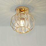 
Modern Crystal Ceiling Light - LED Round Crystal - Chandelier - Gold - Hallway or Foyer Lamp - Crystal LED Lamp - Flush Mount
