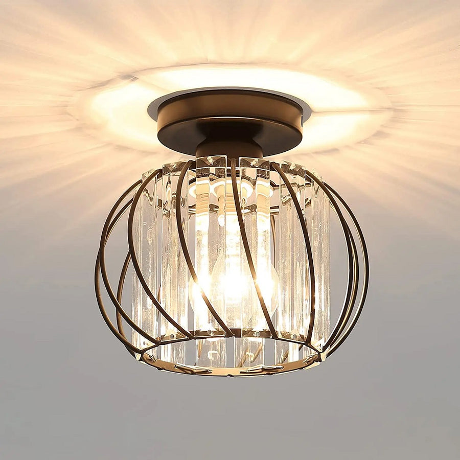 Modern Crystal Ceiling Light - LED Round Crystal - Chandelier - Black - Aisle or Hallway Lamp - Crystal LED Lamp - Ceiling Flush Mount
