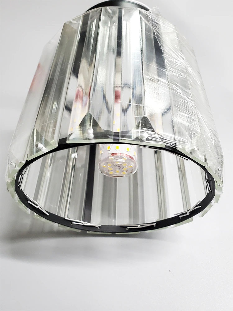 Modern Crystal Ceiling Lamp - Black - LED Round Crystal Chandelier - Aisle Lamp