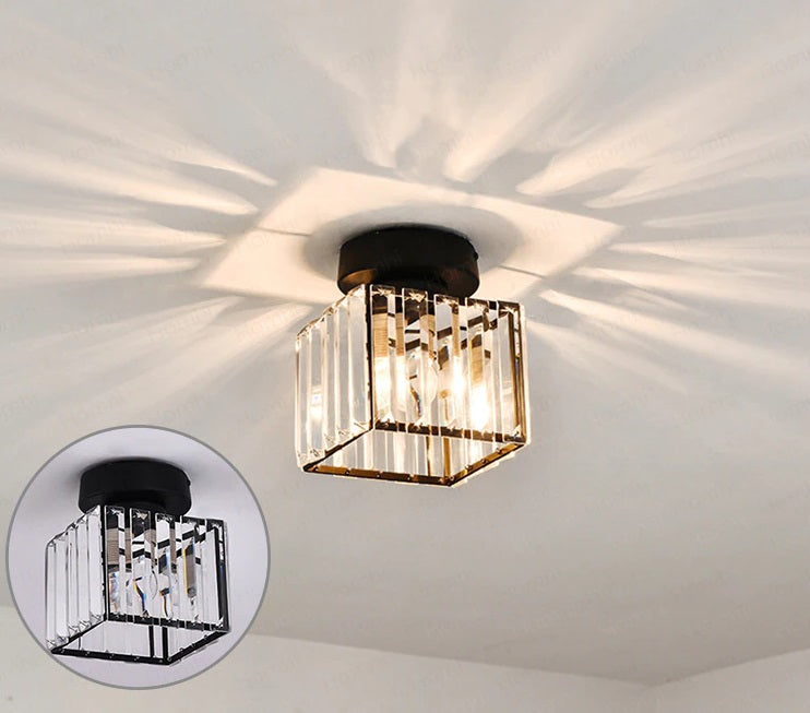 Moderne Kristallen Plafondlamp - Zwart - LED Vierkant Kristallen Kroonluchter - Gangpad Lamp