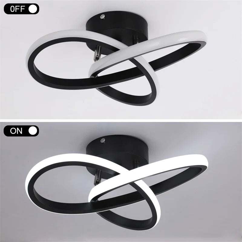 Modern Curl Ceiling Light - Black - LED Ceiling Fixture - For Hallways And Entrances
