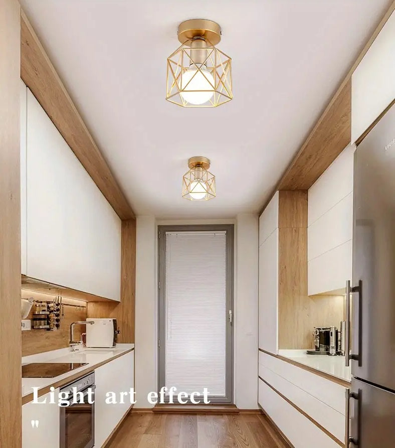 Geometric Cage Ceiling Light - E27 - Bulb Not Included - For Hallway - Ceiling Fixture