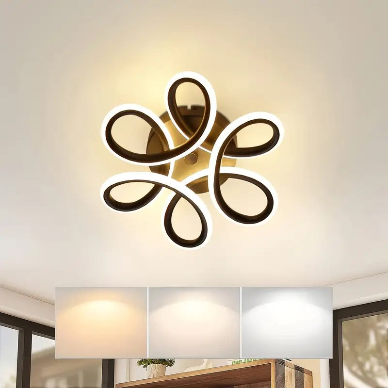 Flower-Shaped Ceiling Light - Black - For Living And Dining Room - Ceiling Fixture