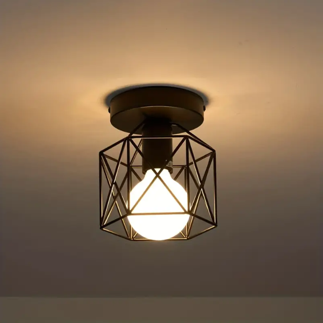 Geometrische Kooi Plafondlamp - E27 - Lichtbron Niet Inbegrepen - Voor Hal En Gang - Plafonnière