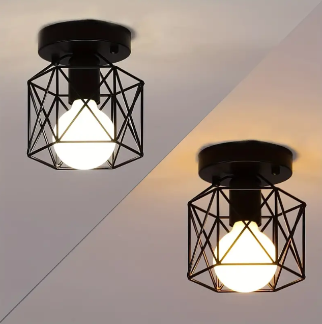 Geometrische Kooi Plafondlamp - E27 - Lichtbron Niet Inbegrepen - Voor Hal En Gang - Plafonnière
