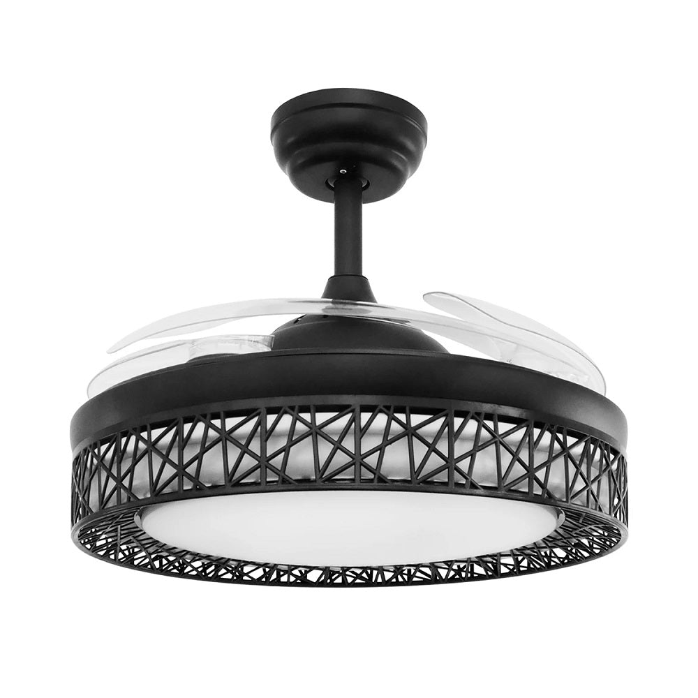 Modern Ceiling Fan with Light - 6 Speeds - Dimmable with Remote Control - Black - 42 Inch - Ceiling Fan - Retractable Fan Light