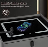 
Nightstand With LED - 3 USB Ports - Wireless Charging - Grey - 2 Drawers - 50x45x40cm - Smart Bedside Table - Bedroom - 3 Color LED