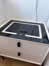 
Nightstand with LED - 3 USB Ports - Wireless Charging - White - 2 Drawers - 50x45x40cm - Smart Nightstand - Bedroom - 3 Color LED
