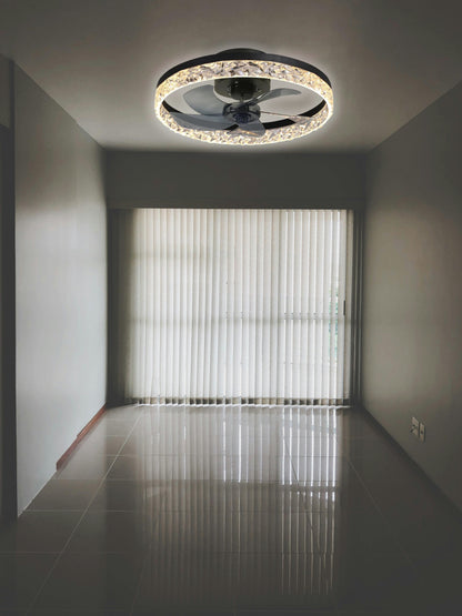 Fan Lamp - Ceiling Fan Black - Smart Lamp - With Dimmer - 6 Speed ​​Fan - Kitchen Lamp - Living Room Lamp - Modern Lamp