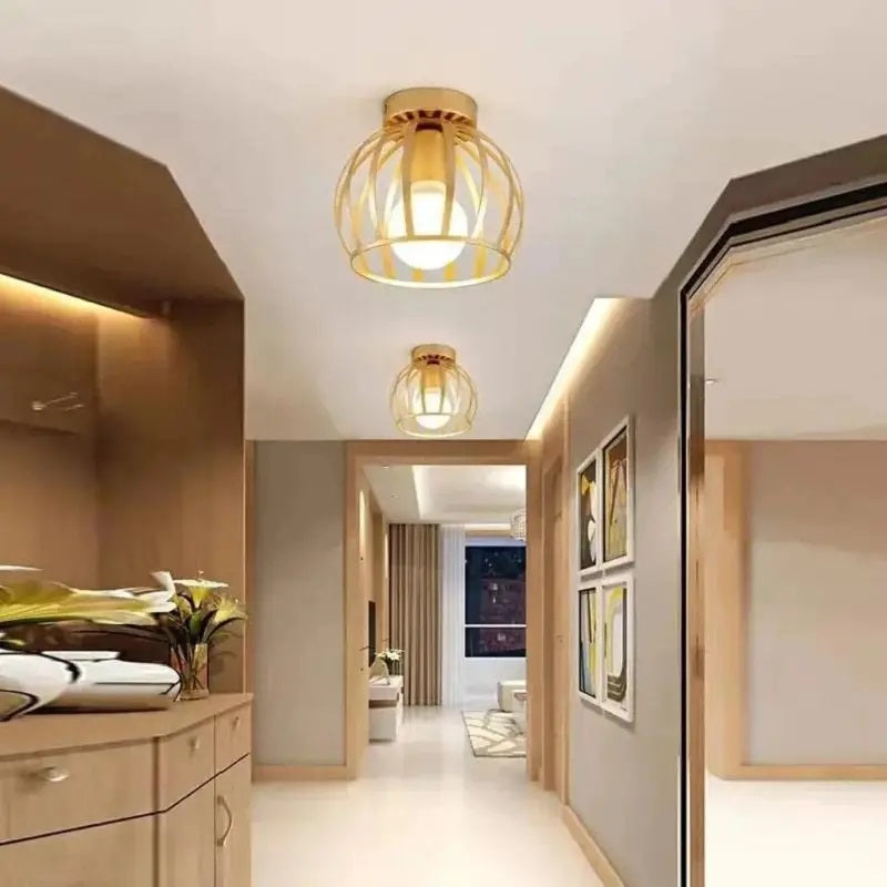 Round Cage Ceiling Light - E27 - Bulb Not Included - For Hallway - Ceiling Fixture