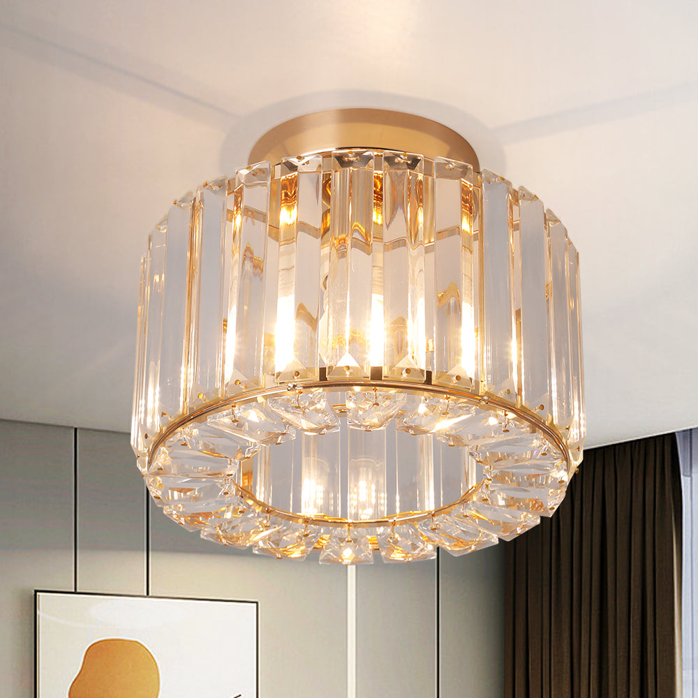 Ceiling lamp - Lighting - Aisle - Lamp - Crystal Look - Ceiling light - 22 cm - Round - Gold - E27