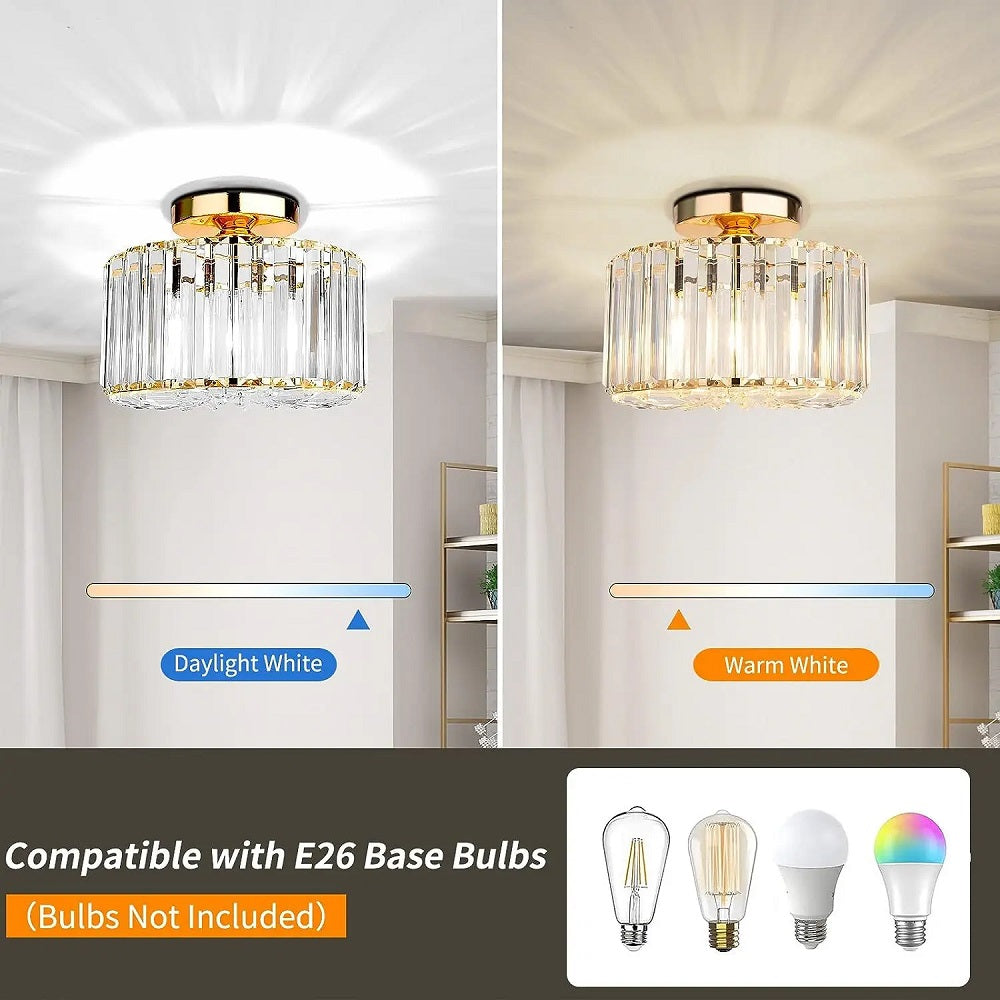 Ceiling lamp - Lighting - Aisle - Lamp - Crystal Look - Ceiling light - 22 cm - Round - Gold - E27