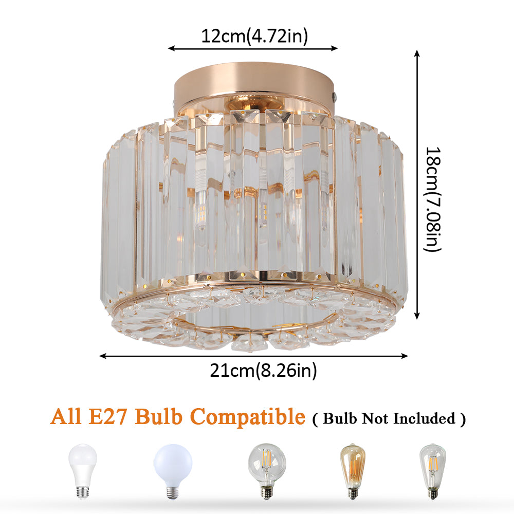 Ceiling lamp - Lighting - Aisle - Lamp - Crystal Look - Ceiling light - 22 cm - Round - Gold - E27